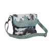 Turquoise Leather and Hairon Shoulder Bag